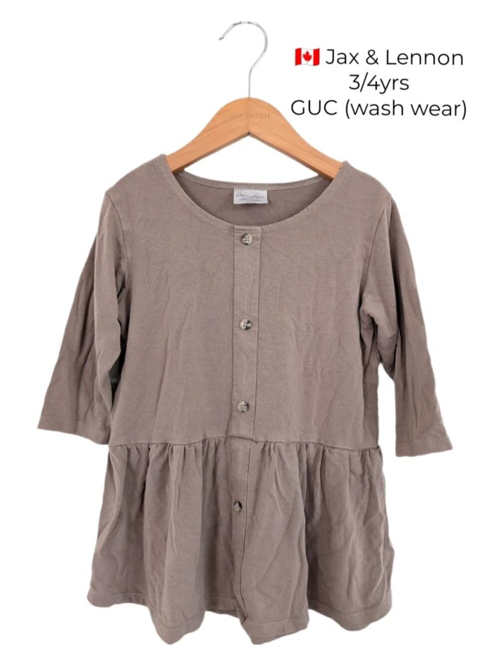 Jax & Lennon Brown Button Peplum Shirt 3T 4T Girls Clothing